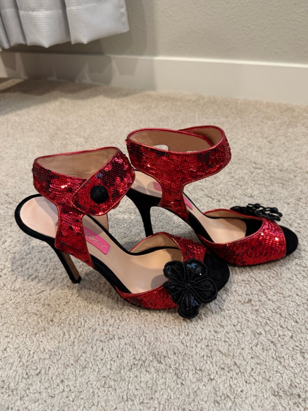 Betsey Johnson Red Sequin Take Me Home Stiletto - Sz 6.5